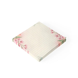Lined Pink Cherry Blossom Sticky Notes - Adhesive Strip - Dipaliz