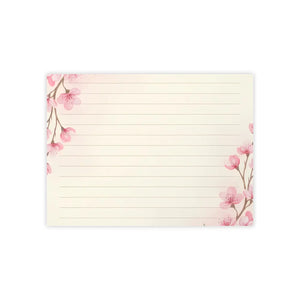 Lined Pink Cherry Blossom Sticky Notes - Adhesive Strip - Dipaliz