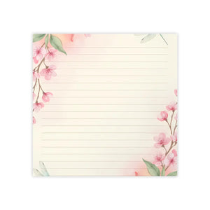 Lined Pink Cherry Blossom Sticky Notes - Adhesive Strip - Dipaliz