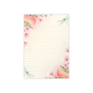 Lined Pink Cherry Blossom Sticky Notes - Adhesive Strip - Dipaliz