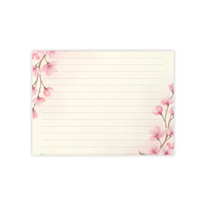 Lined Pink Cherry Blossom Sticky Notes - Adhesive Strip - Dipaliz