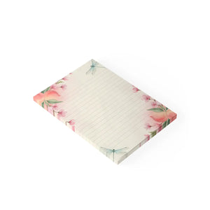 Lined Pink Cherry Blossom Sticky Notes - Adhesive Strip - Dipaliz