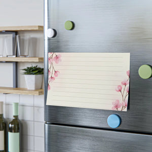 Lined Pink Cherry Blossom Sticky Notes - Adhesive Strip - Dipaliz