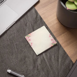 Lined Pink Cherry Blossom Sticky Notes - Adhesive Strip - Dipaliz