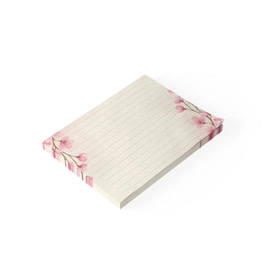 Lined Pink Cherry Blossom Sticky Notes - Adhesive Strip - Dipaliz