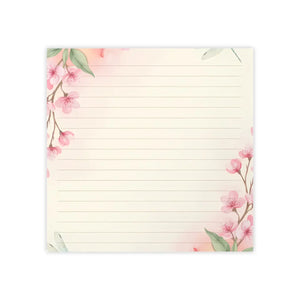 Lined Pink Cherry Blossom Sticky Notes - Adhesive Strip - Dipaliz