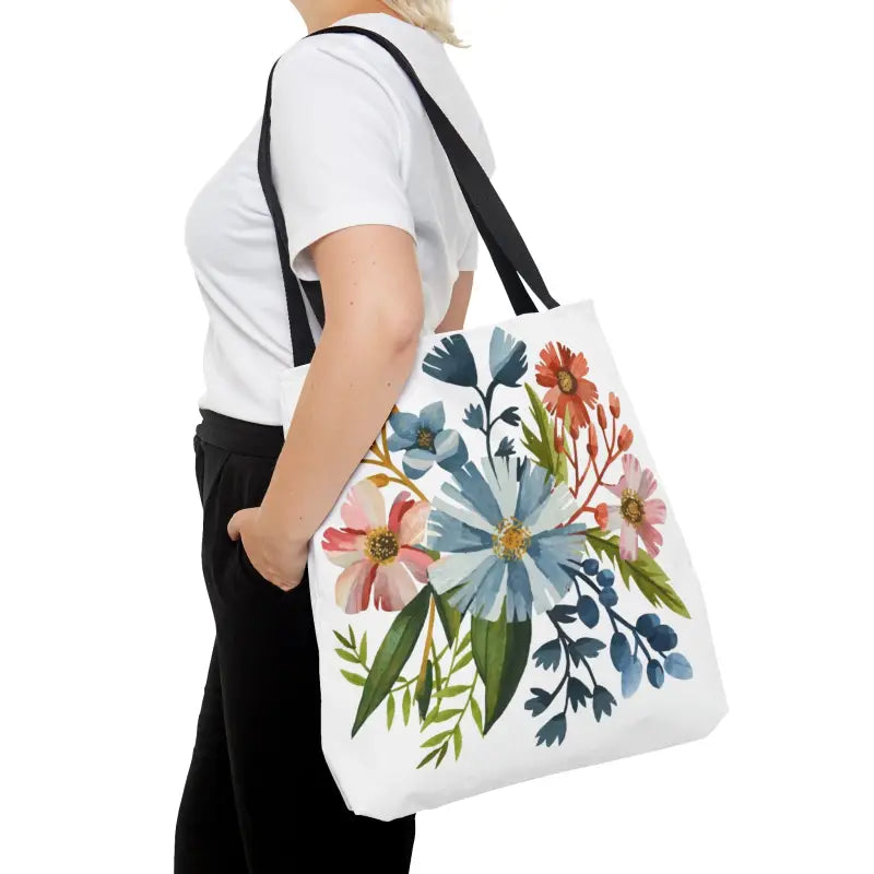 Blossom in Style with our Pastel Flowers Aop Tote Bag - Large Bags