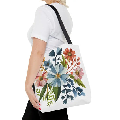 Blossom in Style with our Pastel Flowers Aop Tote Bag - Medium Bags