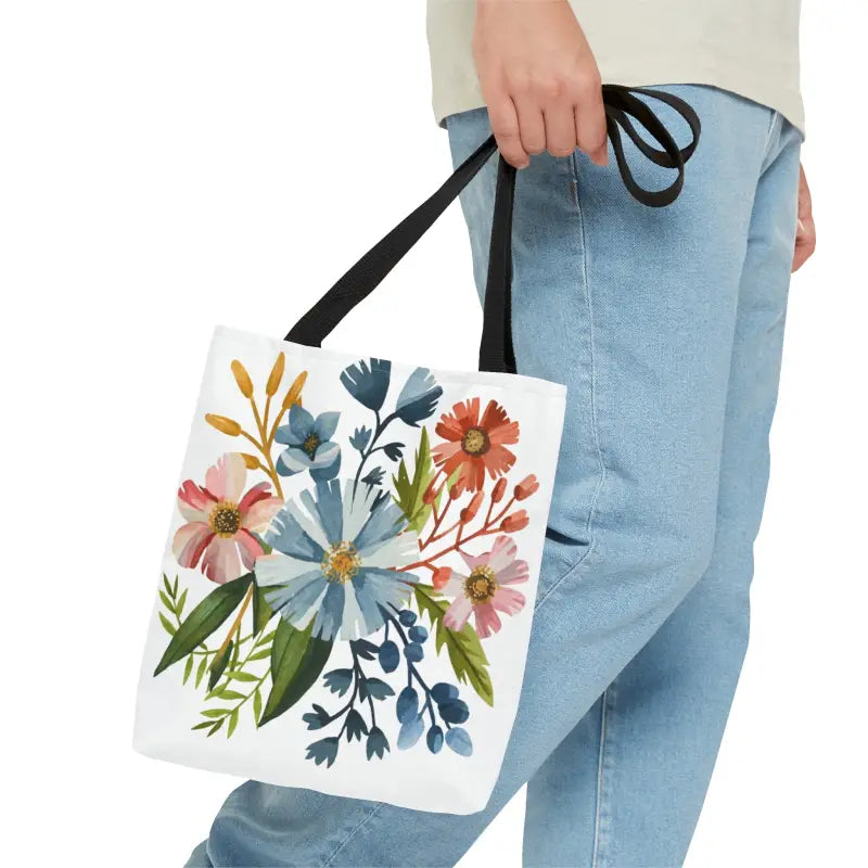 Blossom in Style with our Pastel Flowers Aop Tote Bag - Small Bags