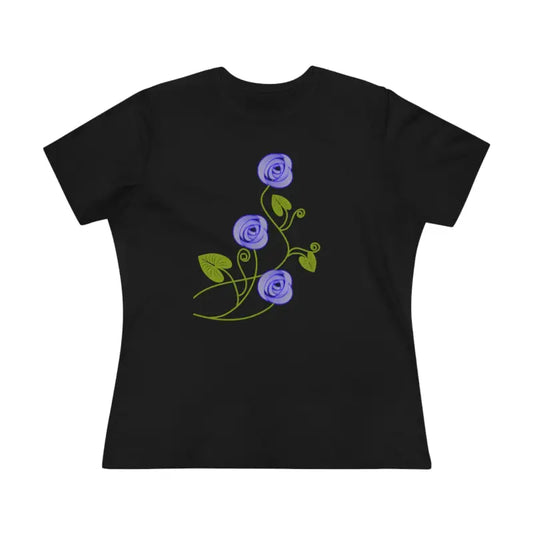 Blossom in Blue Flowers Women’s Premium Tee - Black / s T-shirt