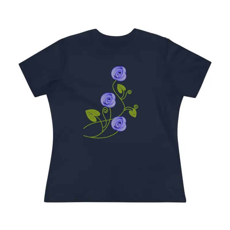 Blossom in Blue Flowers Women’s Premium Tee - Navy / s T-shirt