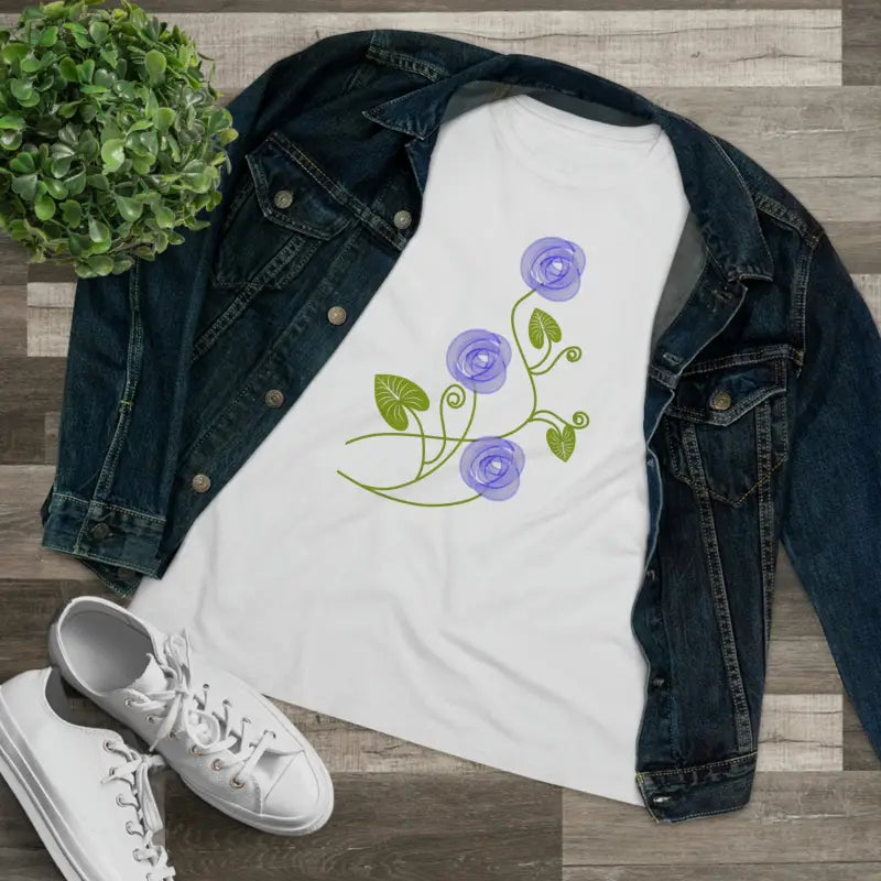 Blossom in Blue Flowers Women’s Premium Tee - T-shirt