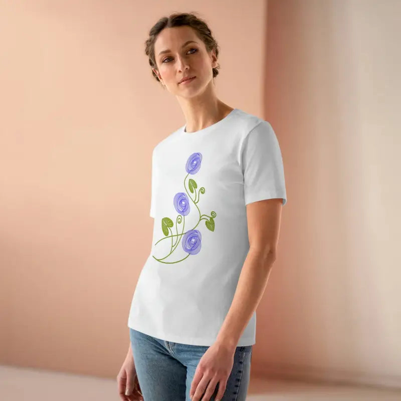 Blossom in Blue Flowers Women’s Premium Tee - T-shirt