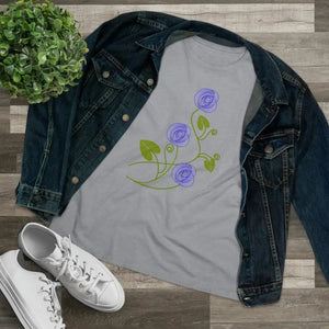 Women’s Premium Tee Blue Flowers Fashion Statement - Dipaliz - T-shirts