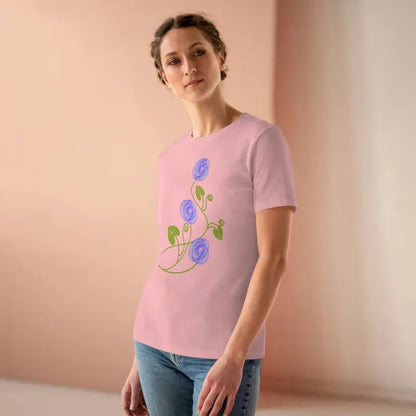 Blossom in Blue Flowers Women’s Premium Tee - T-shirt