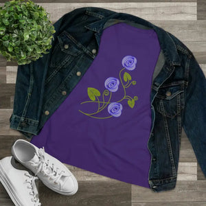 Women’s Premium Tee Blue Flowers Fashion Statement - Dipaliz - T-shirts