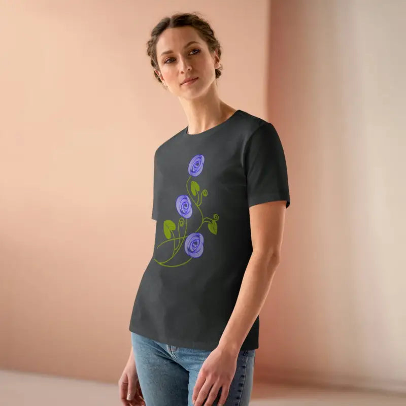 Blossom in Blue Flowers Women’s Premium Tee - T-shirt