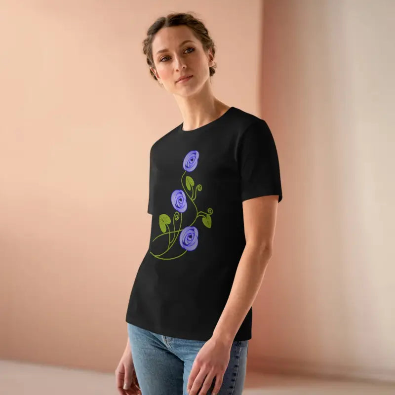 Blossom in Blue Flowers Women’s Premium Tee - T-shirt