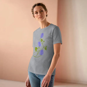 Women’s Premium Tee Blue Flowers Fashion Statement - Dipaliz - T-shirts