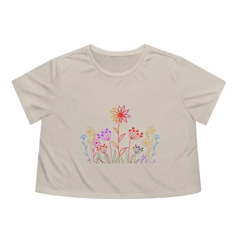 Blossom in Style with our Flowy Cropped Wild Flower Tee - T-shirt