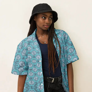 Flowers Button Shirt - Eco Soft Blue Summer Style - Dipaliz - Shirts