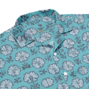 Flowers Button Shirt - Eco Soft Blue Summer Style - Dipaliz - Shirts