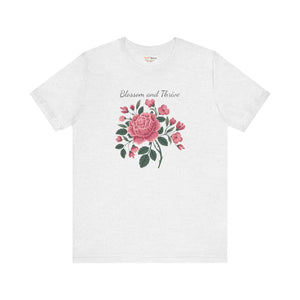 Soft Cotton Bloom Tee Unisex - Rose Jersey Short Sleeve - Dipaliz - T-shirts