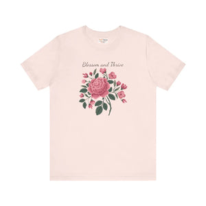 Soft Cotton Bloom Tee Unisex - Rose Jersey Short Sleeve - Dipaliz - T-shirts