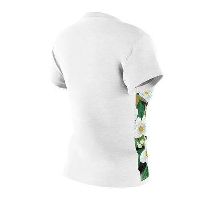 Blossom in Style: White Flowers Aop Sew Tee Magic - Shirts