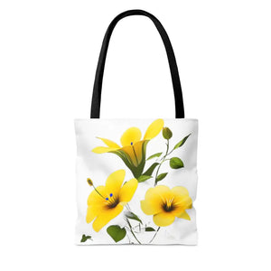 Yellow Morning Glory Tote Bag Bold Floral Print Dipaliz - Bags