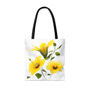 Yellow Morning Glory Tote Bag Bold Floral Print Dipaliz - Bags