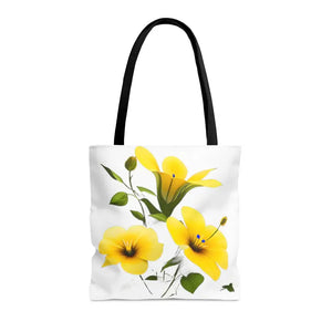Yellow Morning Glory Tote Bag Bold Floral Print Dipaliz - Bags