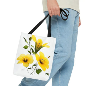 Yellow Morning Glory Tote Bag Bold Floral Print Dipaliz - Bags
