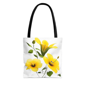 Yellow Morning Glory Tote Bag Bold Floral Print Dipaliz - Bags