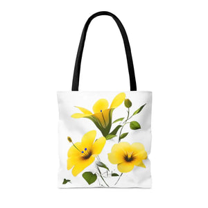 Yellow Morning Glory Tote Bag Bold Floral Print Dipaliz - Bags
