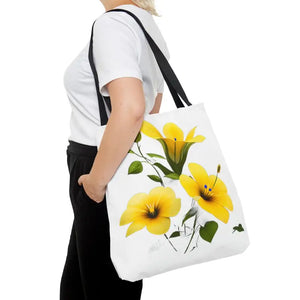 Yellow Morning Glory Tote Bag Bold Floral Print Dipaliz - Bags