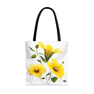 Yellow Morning Glory Tote Bag Bold Floral Print Dipaliz - Bags