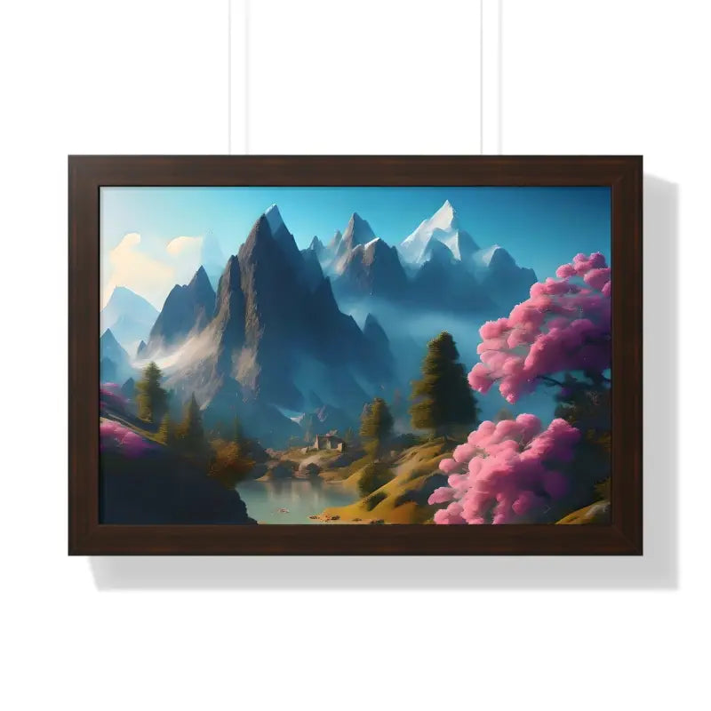 Serene Blossoming Trees Framed Horizontal Poster - 24″ x 16″ / Walnut