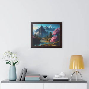 Framed Horizontal Poster Serene Flowering Trees View - Dipaliz - Posters Prints & Visual Artwork
