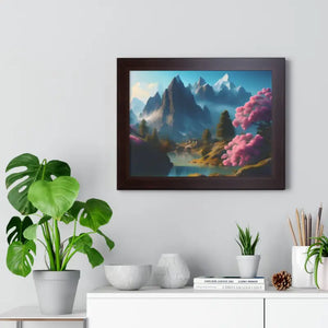 Framed Horizontal Poster Serene Flowering Trees View - Dipaliz - Posters Prints & Visual Artwork