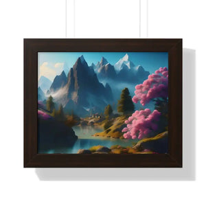 Framed Horizontal Poster Serene Flowering Trees View - Dipaliz - 14″ x 11″ / Walnut - Posters Prints & Visual Artwork