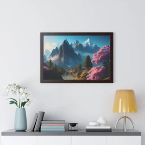 Framed Horizontal Poster Serene Flowering Trees View - Dipaliz - Posters Prints & Visual Artwork