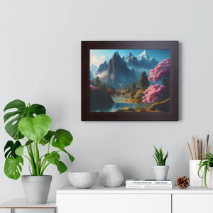 Framed Horizontal Poster Serene Flowering Trees View - Dipaliz - Posters Prints & Visual Artwork
