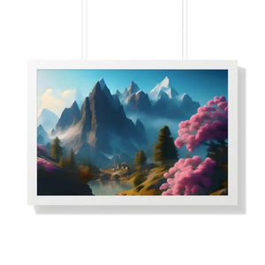 Framed Horizontal Poster Serene Flowering Trees View - Dipaliz - 30’’ x 20’’ / White - Posters Prints & Visual Artwork