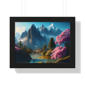 Framed Horizontal Poster Serene Flowering Trees View - Dipaliz - 16″ x 12″ / Black - Posters Prints & Visual Artwork