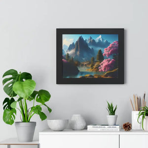 Framed Horizontal Poster Serene Flowering Trees View - Dipaliz - Posters Prints & Visual Artwork