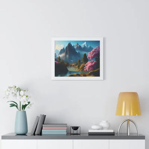 Framed Horizontal Poster Serene Flowering Trees View - Dipaliz - Posters Prints & Visual Artwork