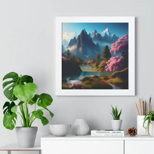 Framed Horizontal Poster Serene Flowering Trees View - Dipaliz - Posters Prints & Visual Artwork