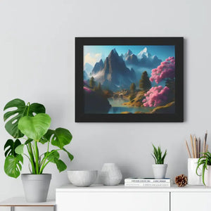 Framed Horizontal Poster Serene Flowering Trees View - Dipaliz - Posters Prints & Visual Artwork