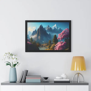 Framed Horizontal Poster Serene Flowering Trees View - Dipaliz - Posters Prints & Visual Artwork